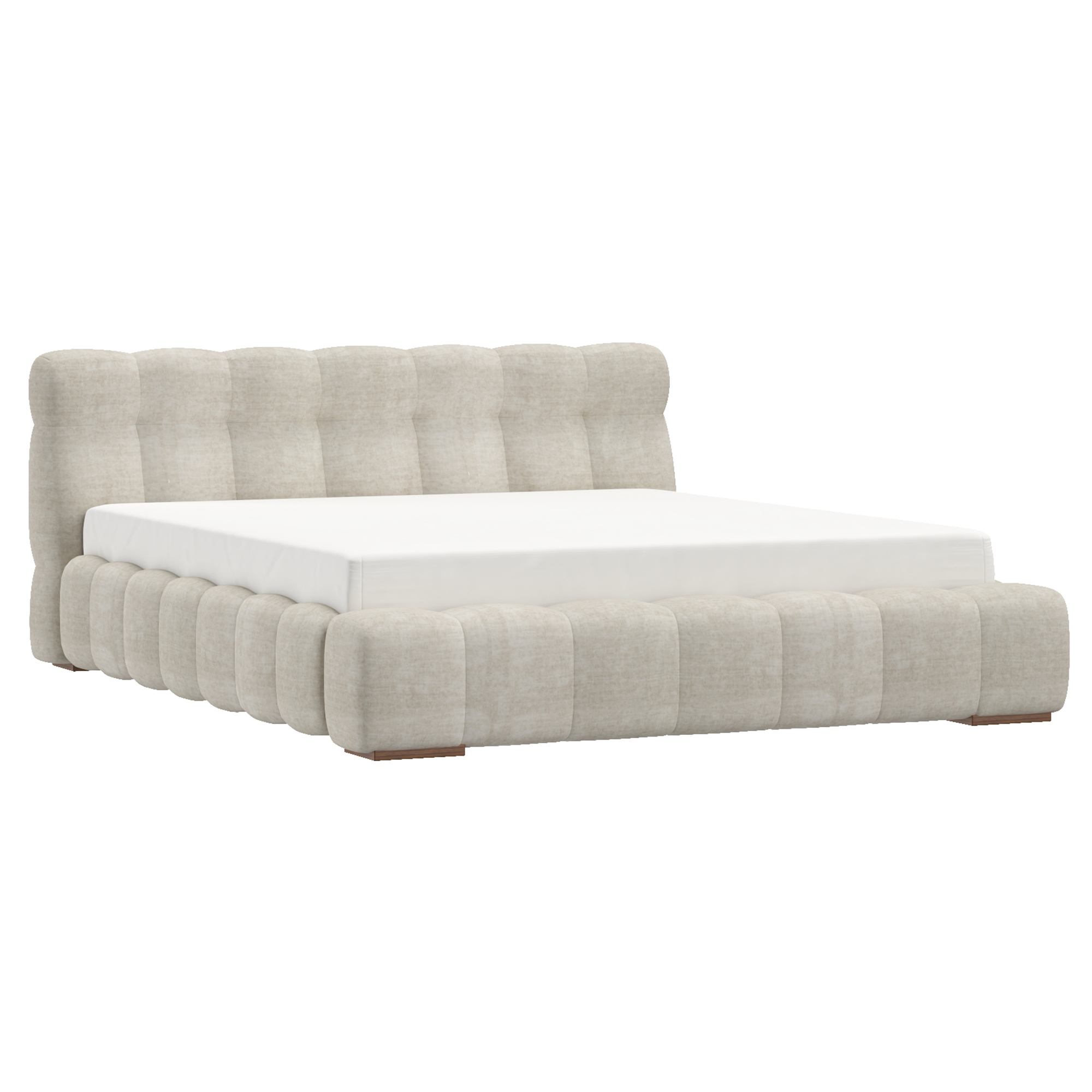 PASHA-78" PLATFORM BED-BEIGE PEARL