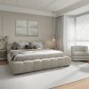 PASHA-78" PLATFORM BED-BEIGE PEARL