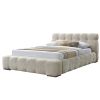 PASHA-60" PLATFORM BED-BEIGE PEARL