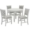 SAMUEL-5PC DINING SET-WHITEWASH