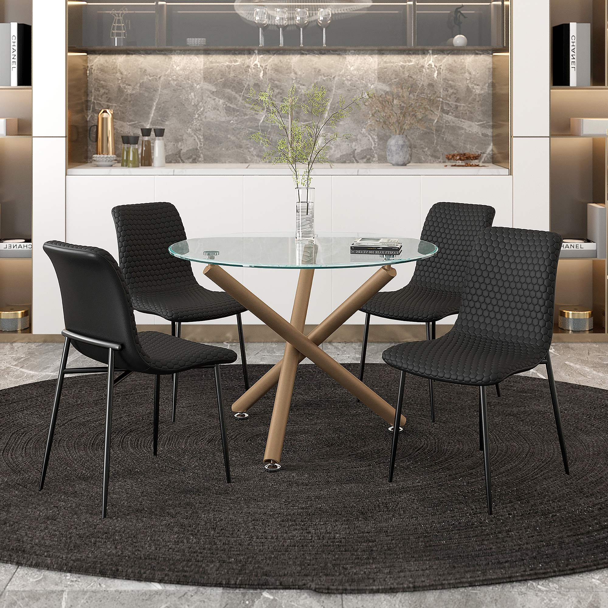 CARMILLA_BRIXX BLK-5PC DINING SET