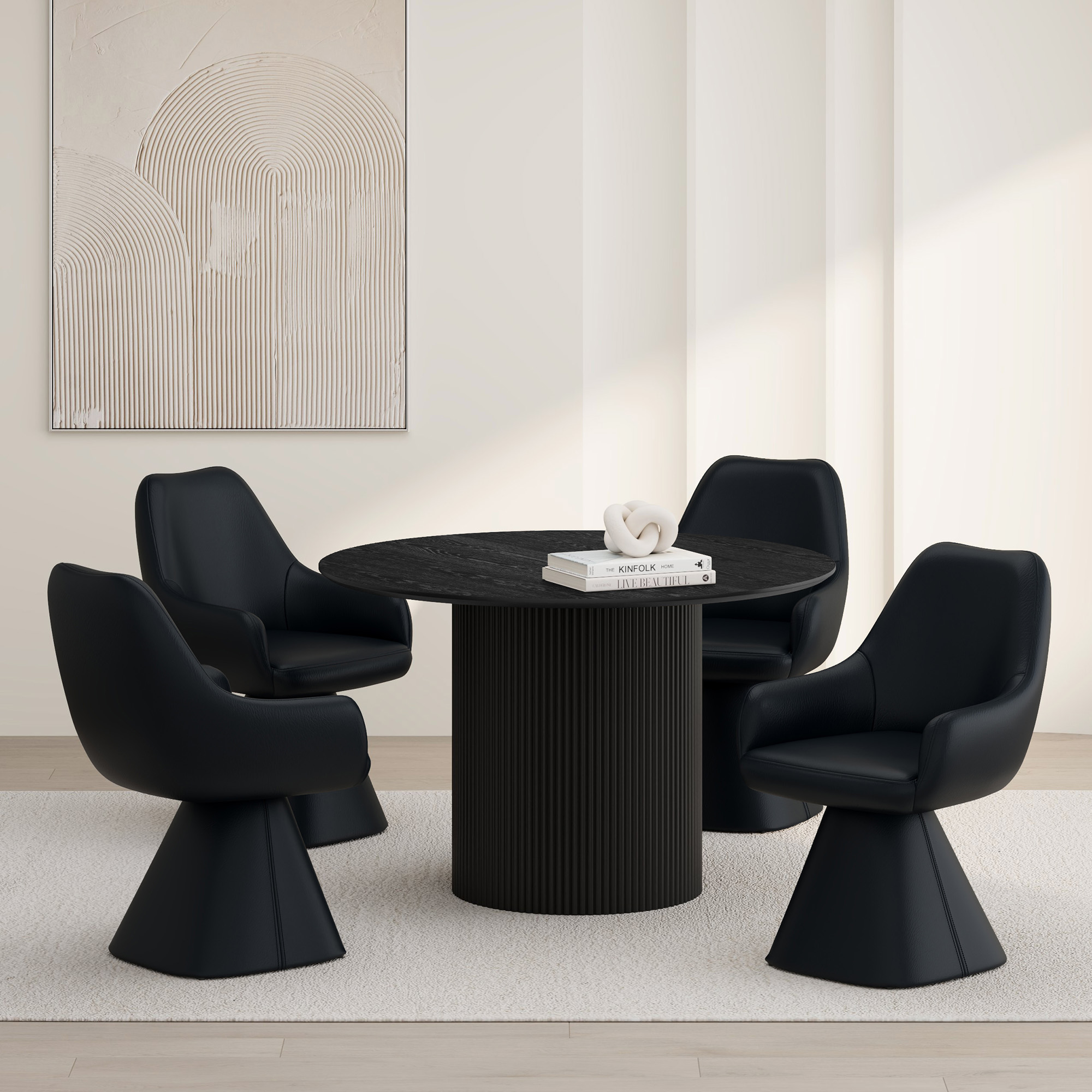 TOVAS RND BLK_CAPRESE BK-5PC DINING SET