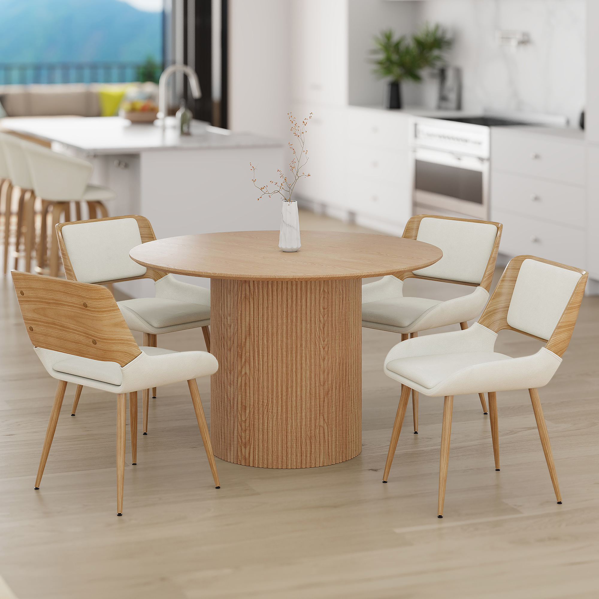 TOVAS RND NAT_HUDSON BG-5PC DINING SET