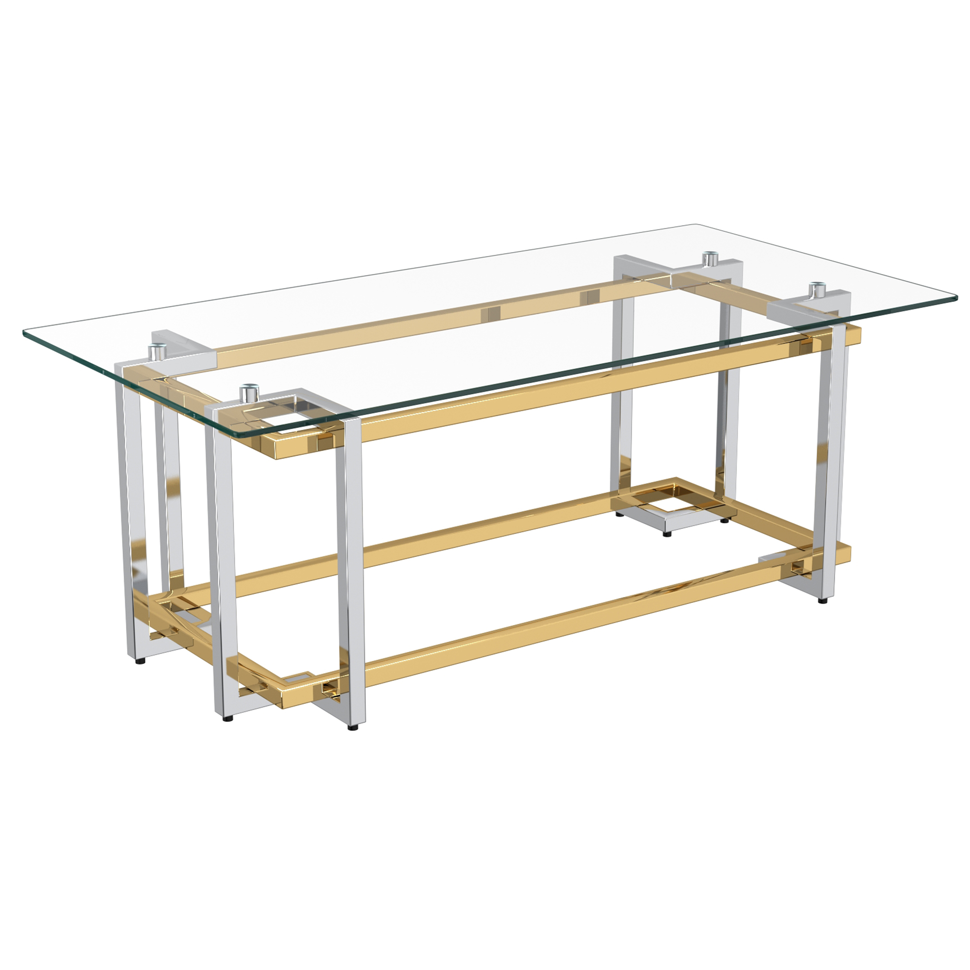 FLORINA-RECT COFFEE TABLE-SILVER/GOLD