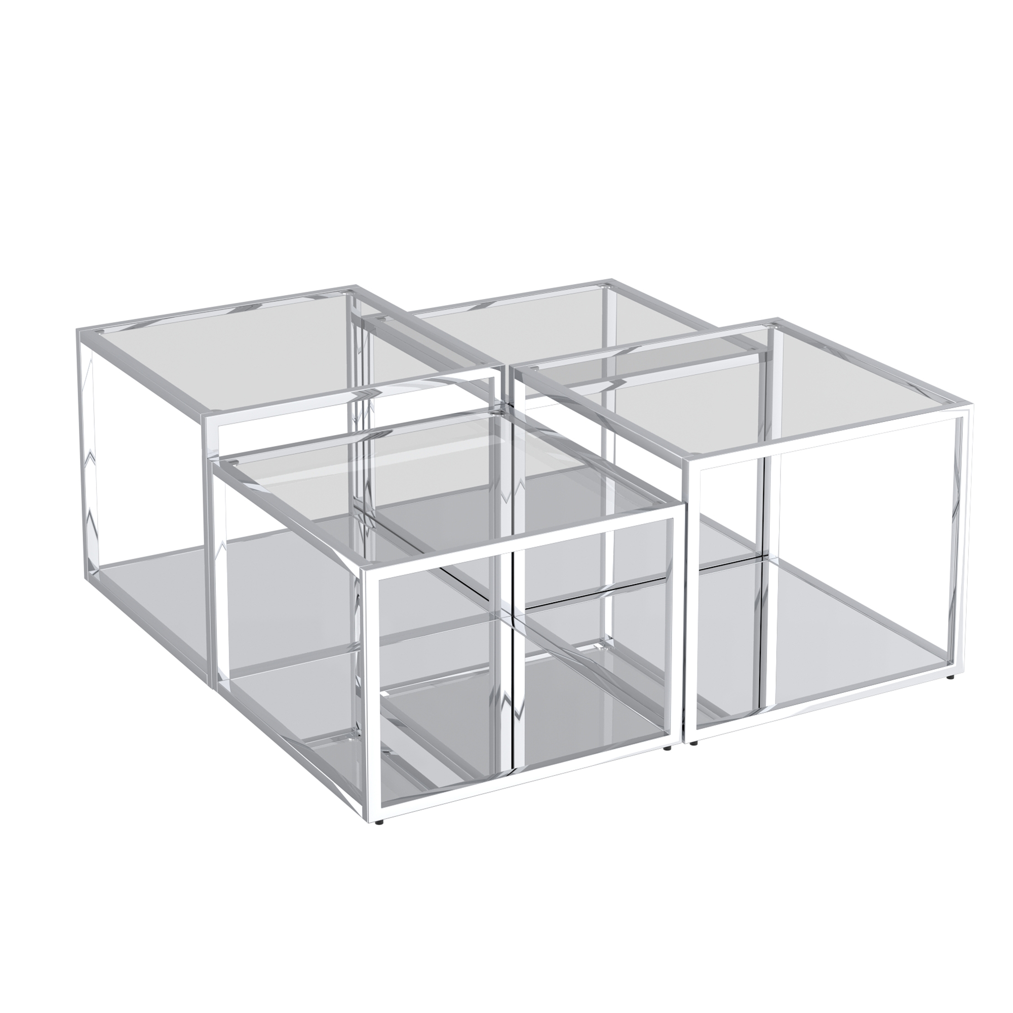 Casini-4Pc Multi Tier Table-Silver