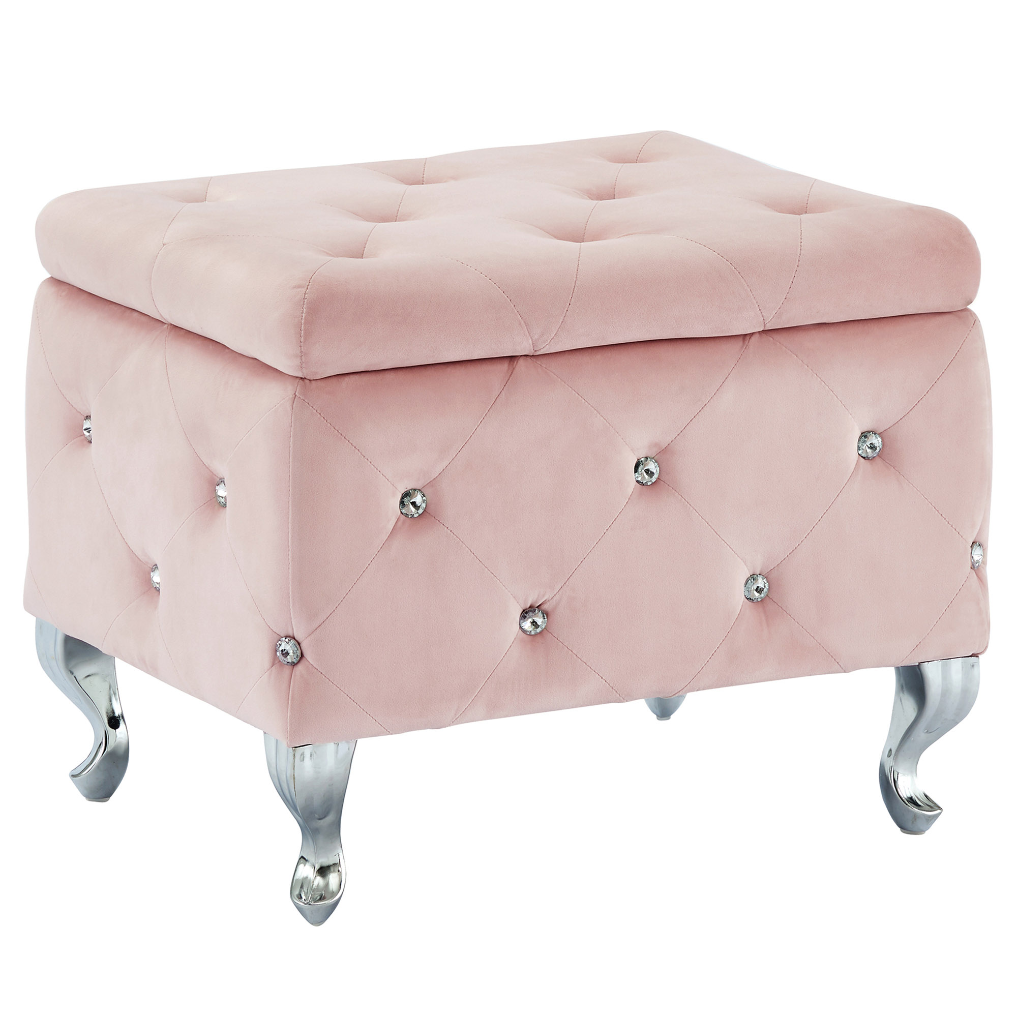 Monique-Sm Storage Ottoman-Blush Velvet