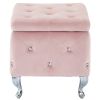 Monique-Sm Storage Ottoman-Blush Velvet