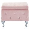 Monique-Sm Storage Ottoman-Blush Velvet