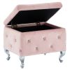 Monique-Sm Storage Ottoman-Blush Velvet