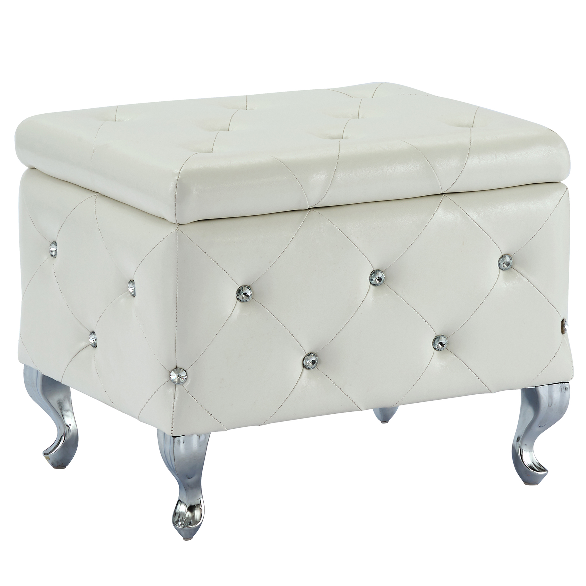 Monique-Sm Storage Ottoman-White Pu