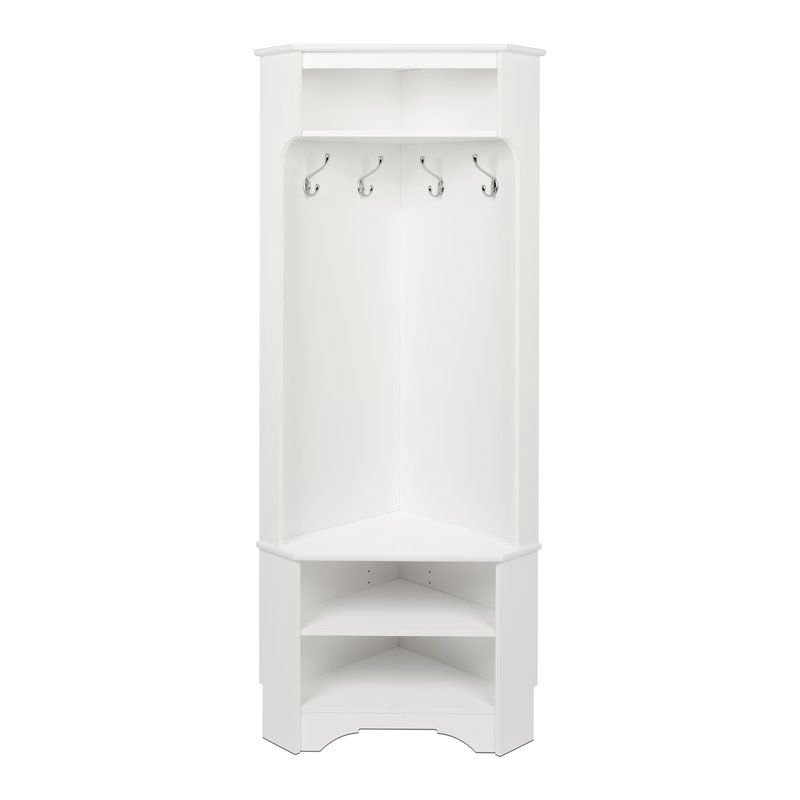 Tall Sturdy Entryway Corner Hall Tree White