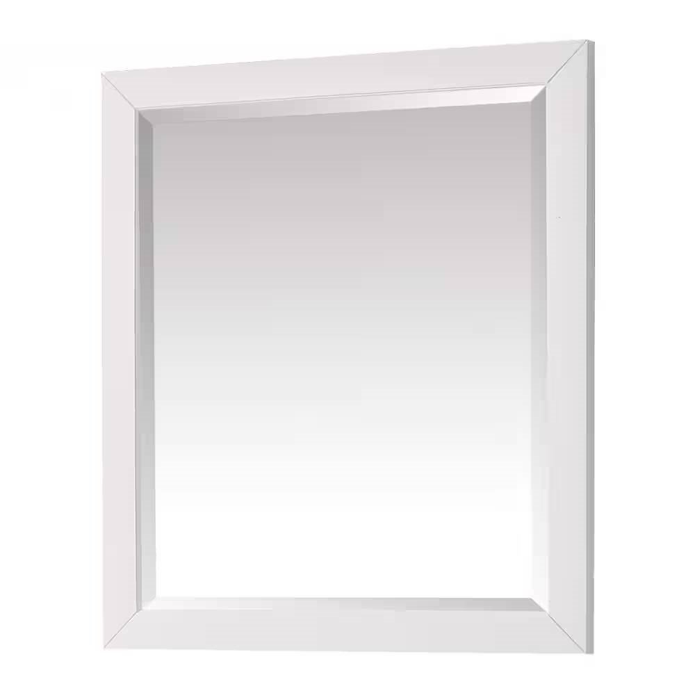 32-in x 28-in Bathroom Wall Mirror with White Solid Wood Frame