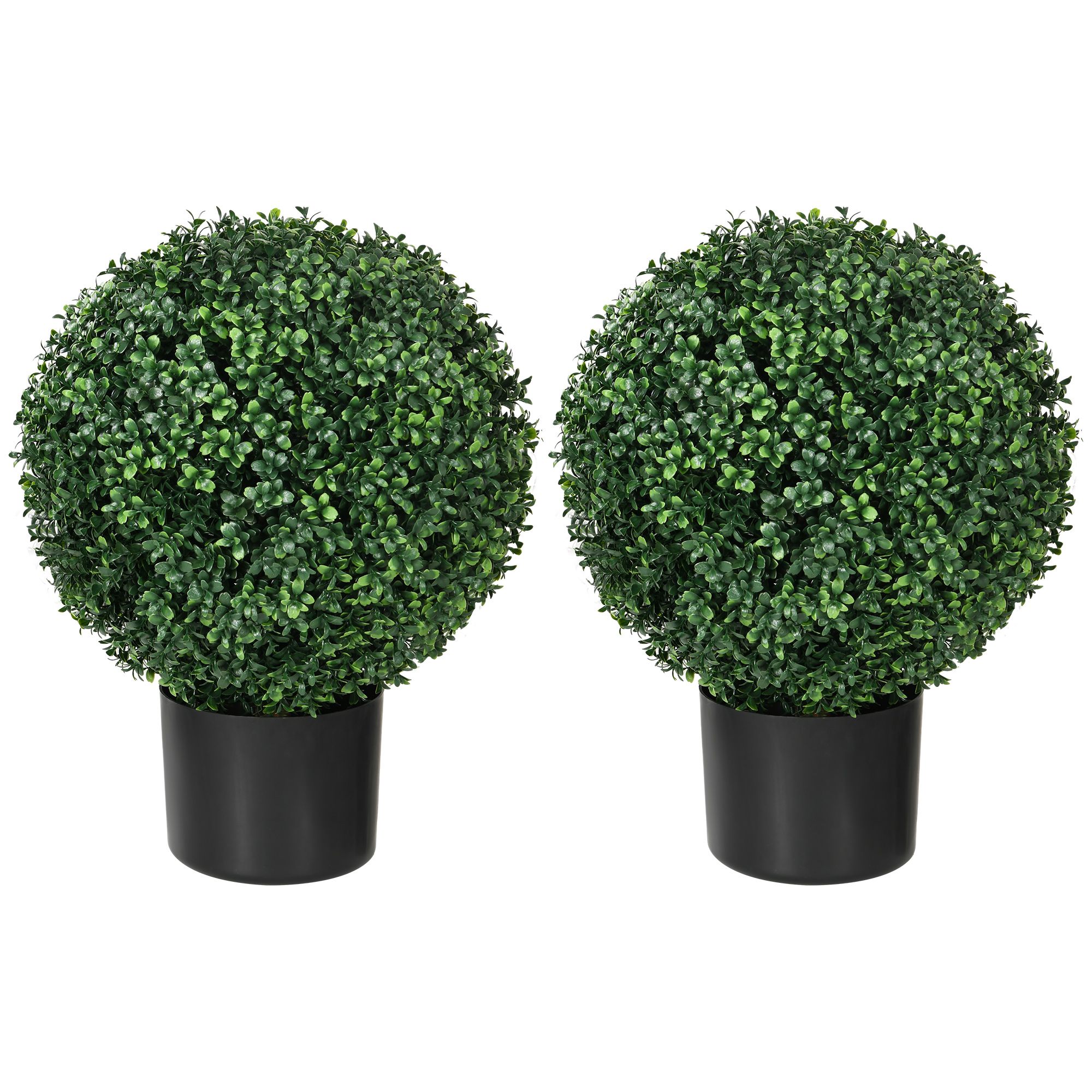2 Pack 20.5" Artificial Boxwood Topiary Trees with Pots Indoor/Outdoor Decorative Faux Plants