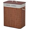 Bamboo Laundry Hamper with 2 Removable Bags, Washing Basket with Lid and String Handles, 26.4-Gals, Brown