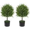 21.7" Set of 2 Artificial Topiary Trees, Cedar Faux Topiaries, Fake Plants for Home Indoor outdoor Decor