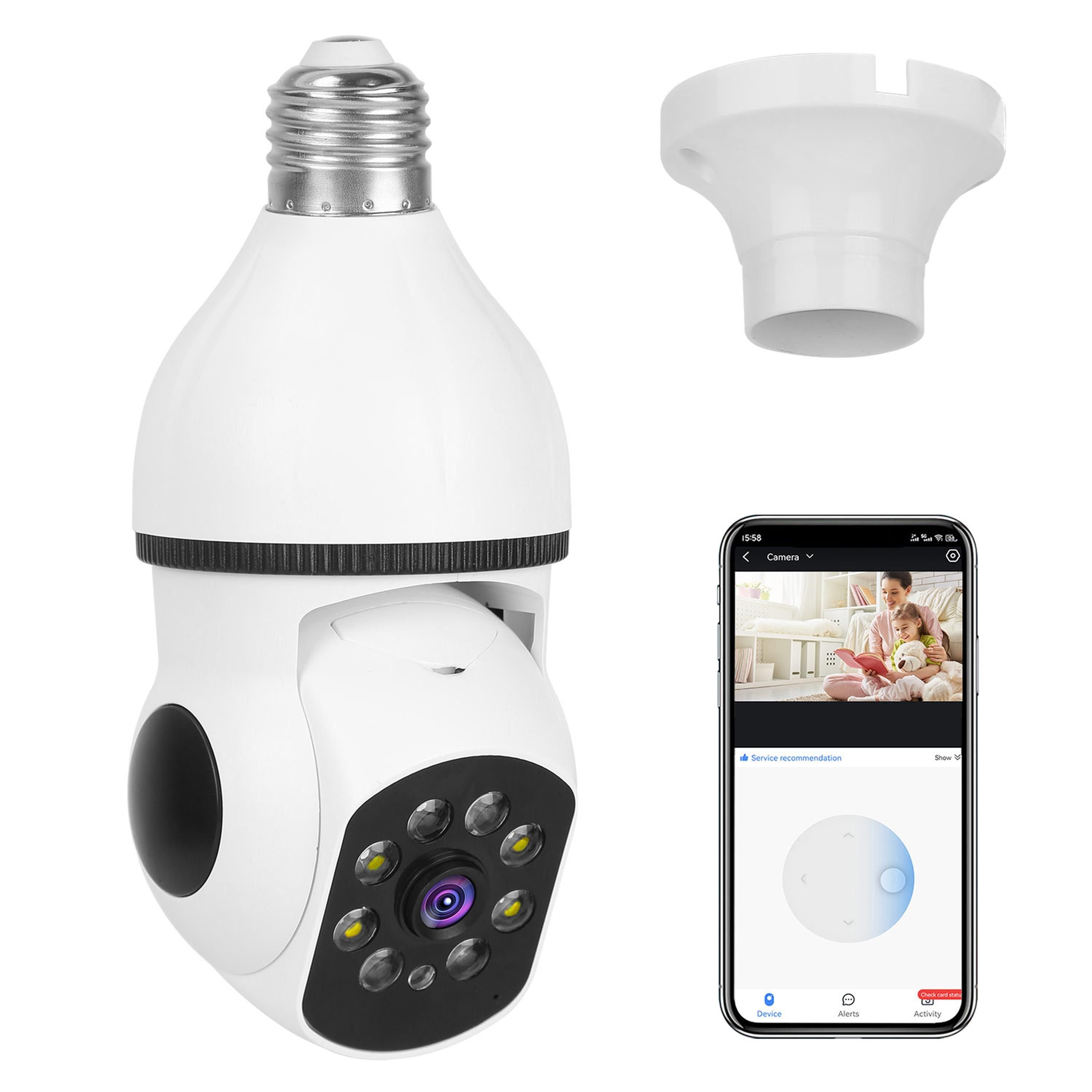 E27 WiFi Bulb Camera 1080P FHD WiFi IP Pan Tilt Security Surveillance Camera with Two-Way Audio Full Color Night Vision Flood Light Motion Tracki