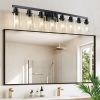 51" Black 8-Light Vanity Light with Clear Glass Shades, Modern Iron Metal Bathroom Wall Fixture for Mirror