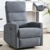 Manual Recliner Chair with Rocker and Swivel in Fabric for Living Room, Grey
