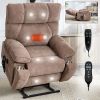 Brown Heat Massage Dual Motor Infinite Position Up to 350 LBS Large Electric Power Lift Recliners with Hidden Cup Holders, Power-Remote