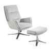 Comfortable Swivel Accent Chair with Ottoman Gray Chenille Upholstery Silver Finish Metal Base Stylish Furniture 1pc