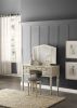 Bedroom Contemporary Vanity Set w Foldable Mirror Stool Drawers Silver Color