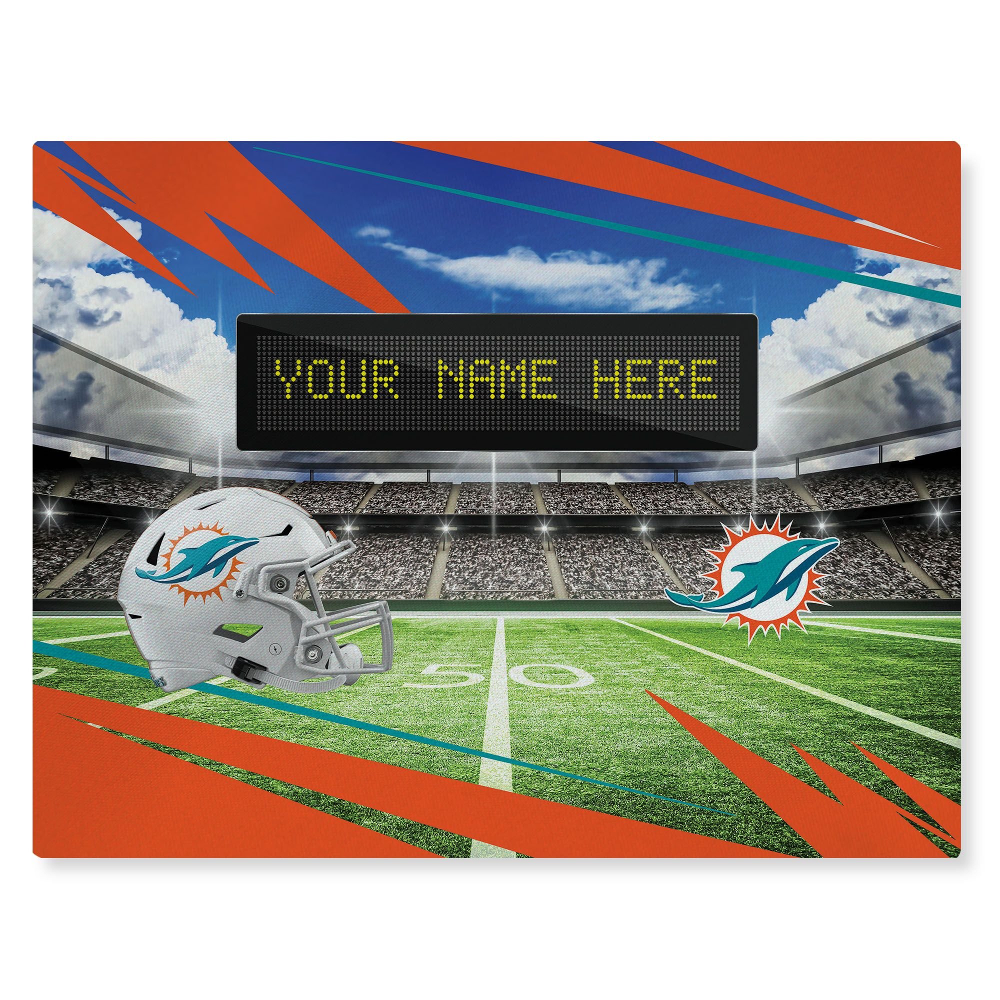 [Personalization Only] Official NFL Dolphins - 62" x 84" Personalized Washable Rug