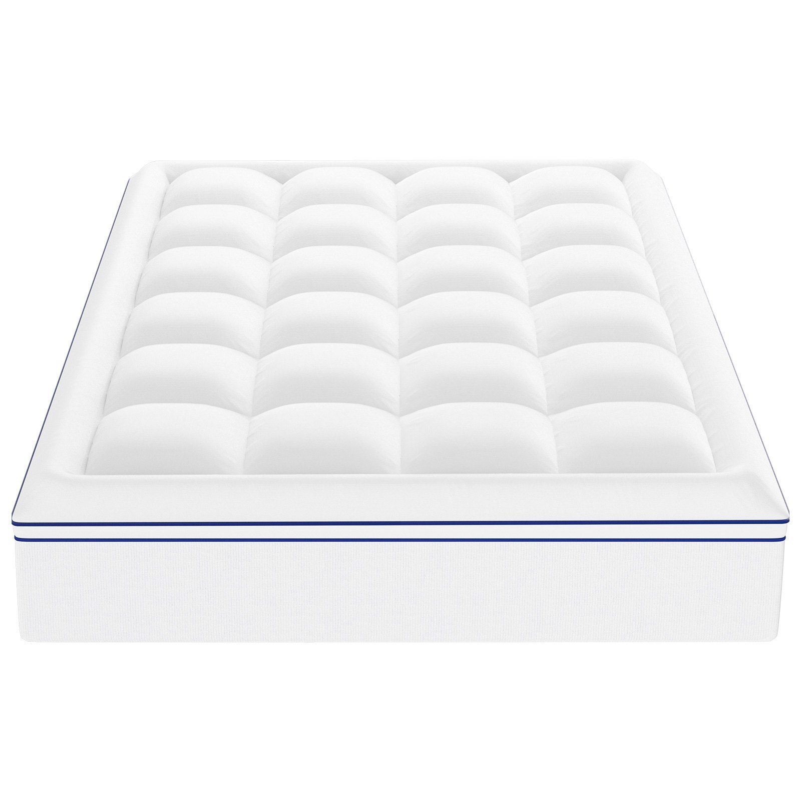 VEVOR Mattress Topper, Queen Size, 1" Thickness, Fiber Fill Pad with Detachable and Washable Layer, Comfortable Supportive, Cooling, Breathable
