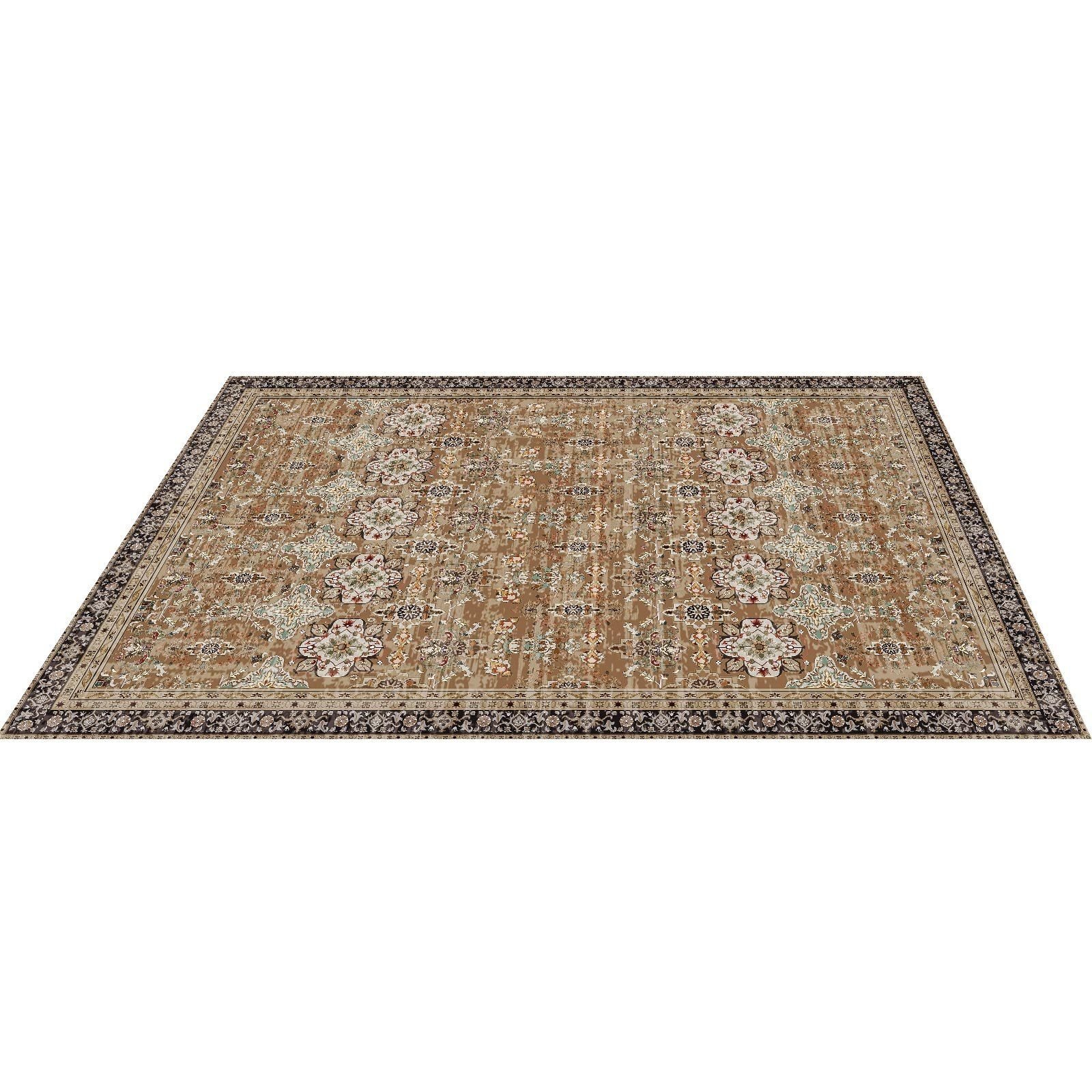 Large Area Rug 8 x 10 ft Anti-Skid Tear-Resistant Floor Mat Vintage Brown Green