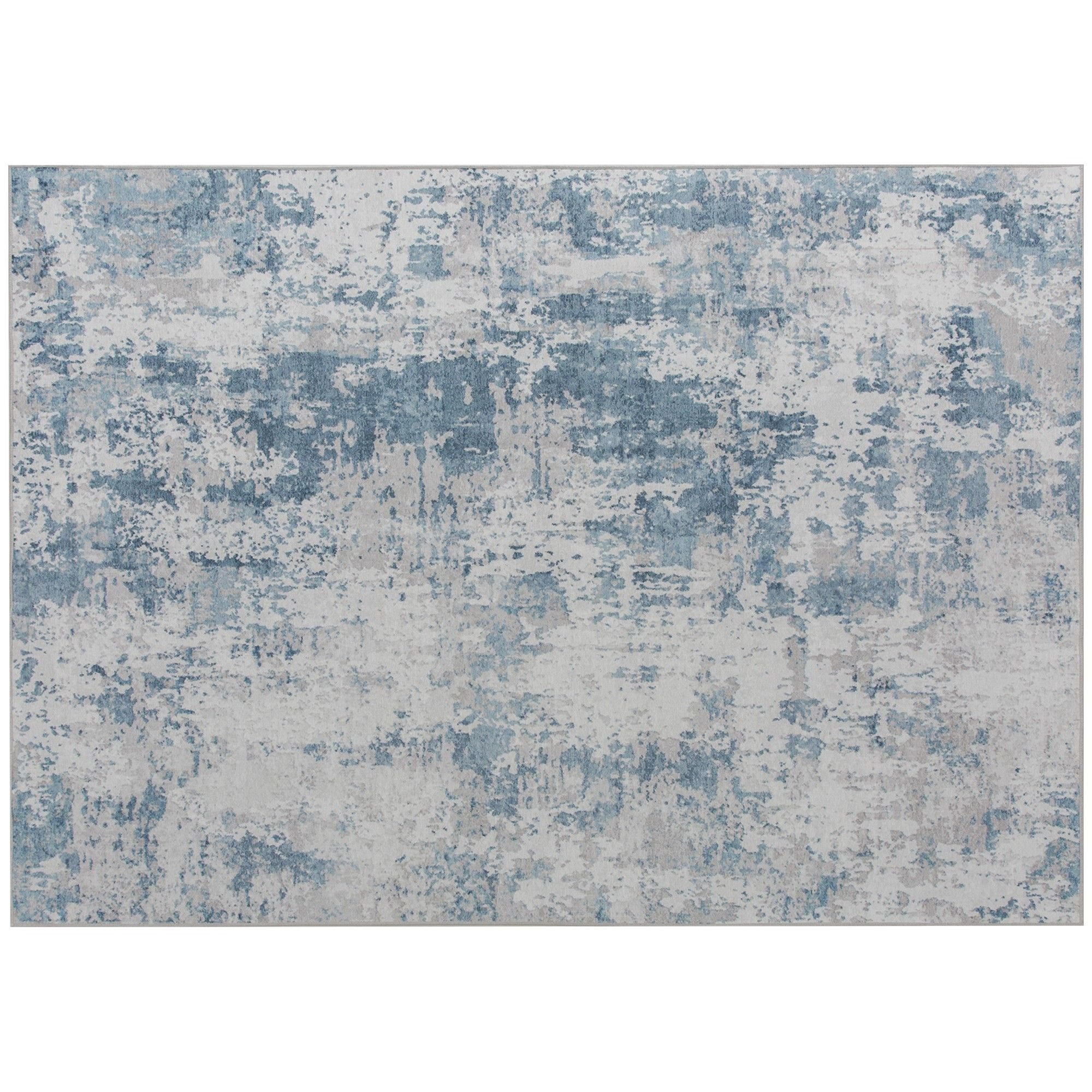 HOMCOM Area Rug 4x6, Machine Washable Rug, Non-Slip Modern Abstract Floor Carpet for Living Room, Bedroom, Dining Room, Blue