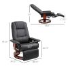 Living Room Relaxation: Black Faux Leather Swivel Recliner with Adjustable Footrest