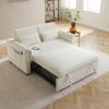 55" Velvet Two Seater Pull Out Sofa Bed, Adjustable Backrest With USB Ports, Two Side Pockets, 3 in 1 Convertible Sleeper Sofa Bed