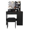 FCH Large Vanity Set with 10 LED Bulbs, Makeup Table with Cushioned Stool, 3 Storage Shelves 1 Drawer 1 Cabinet, Dressing Table Dresser Desk for Women