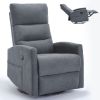 Manual Recliner Chair with Rocker and Swivel in Fabric for Living Room, Grey