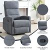 Manual Recliner Chair with Rocker and Swivel in Fabric for Living Room, Grey
