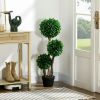 3ft Artificial Triple Ball Boxwood Topiary Tree, Pot, Sandalwood Leaves, Indoor Outdoor Home