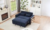 61.4" Pull-out Sofa Bed Convertible Couch Loveseat Sofa Modern Sleeper Sofa with Adjustable Backrest for Living Room, Blue