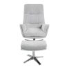 Comfortable Swivel Accent Chair with Ottoman Gray Chenille Upholstery Silver Finish Metal Base Stylish Furniture 1pc