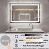 48 x 32 Inch LED Bathroom Mirror with Front and Backlight, Wall Mounted Vanity Mirror with Aluminum Frame, Anti-Fog, Memory, 3 Colors