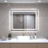 28"*36"LED Bathroom Mirror,Front-Lit and Back-Lit, Stepless Dimmable, 3 Colors CRI90+, Brightness Memory, Shatter-Proof,Anti-fog LED Vanity Mirror
