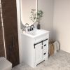 [VIDEO provided]24" Bathroom Vanity with Single Sink Combo, Farmhouse Undermount Bathroom Sink Cabinet with Sliding Barn Doors and 2 Drawers