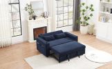 61.4" Pull-out Sofa Bed Convertible Couch Loveseat Sofa Modern Sleeper Sofa with Adjustable Backrest for Living Room, Blue