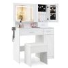 Makeup Vanity Desk with Mirror and Lights Dressing Table and Stool Set