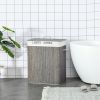 26.4-Gals Bamboo Laundry Hamper with Lid and Handles, 2-Section Collapsible Laundry Basket, Gray