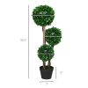 3ft Artificial Triple Ball Boxwood Topiary Tree, Pot, Sandalwood Leaves, Indoor Outdoor Home