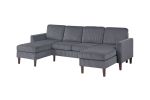 3-Piece Corduroy Sectional Set in Dark Gray