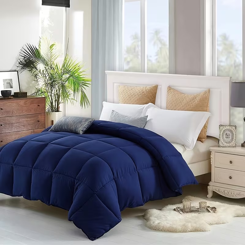 All Season Queen Cooling Comforter - Premium 2100 Series Down Alternative Comforter - Quilted Duvet Insert With Corner Tabs - Luxury Soft Hotel C (Option: Dark Blue Twin 64x88in)
