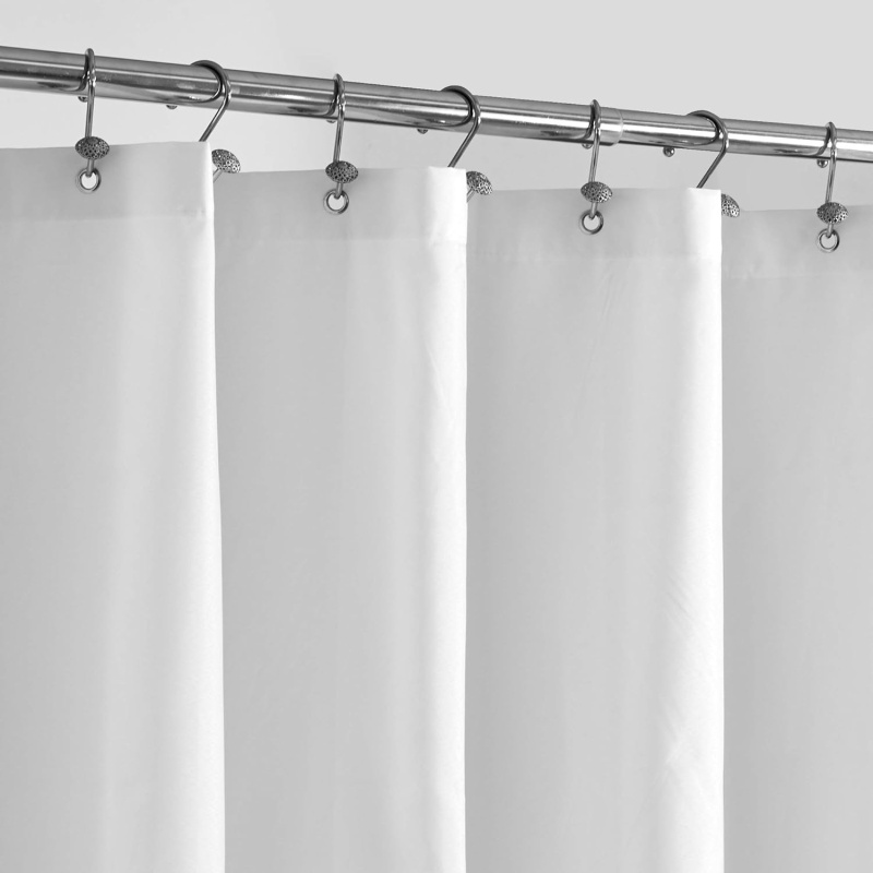 White Waterproof Fabric Shower Curtain Liner 72 X 72 Inch Durable Bathroom Shower Curtain With Easy-Hang Design (Option: White)