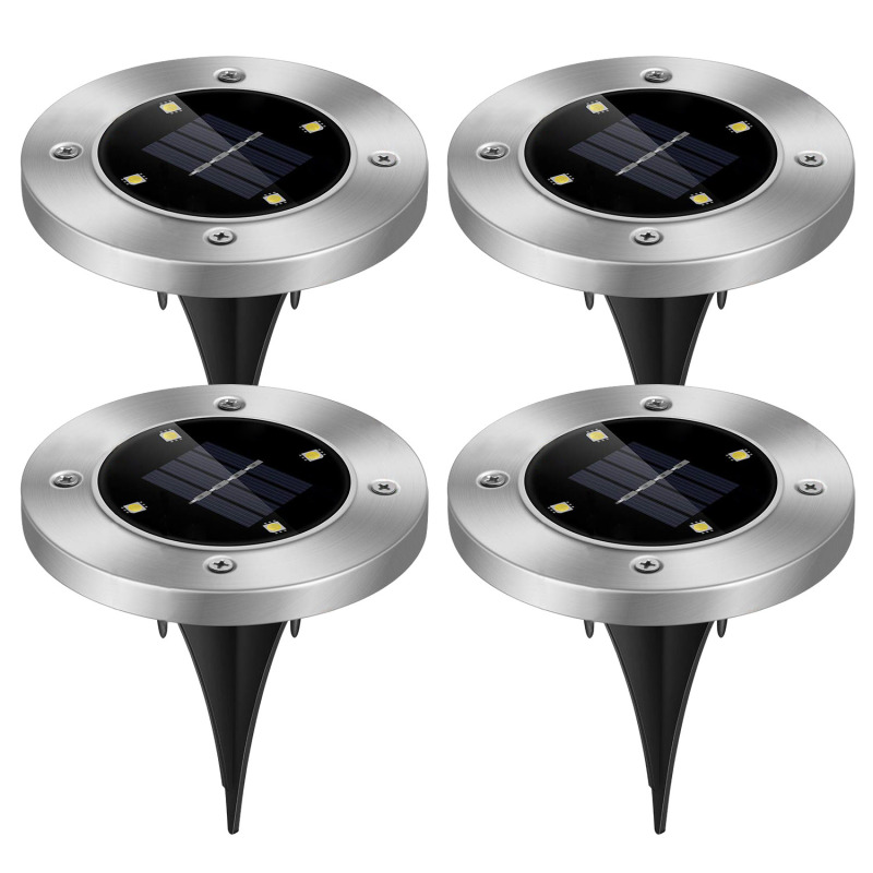 4pcs Solar Ground Light Waterproof Buried Light In Ground Path Deck Lawn Patio Light 4LED (Option: 4Pcs per set)
