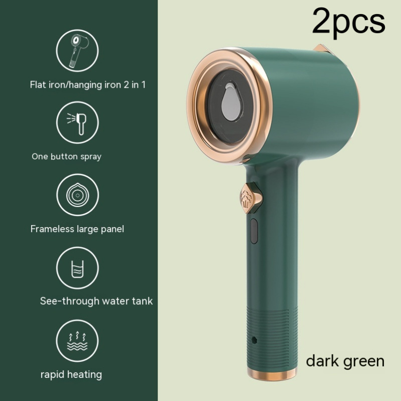 Mini Portable Handheld Garment Steamer Fabric Steam Iron For Clothes Travel Home Appliances Vertical US Plug Ironing Machine (Option: Green-Us-2PCS)