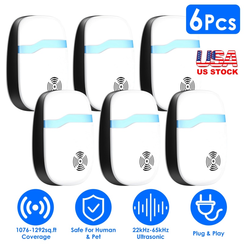 6 Packs Ultrasonic Pest Repellers Electric Plug-In Indoor Pest Control Mouse Repellent Chaser Deterrent Rodent Chaser For Home Kitchen Office War (Option: White)